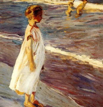 Joaquin Sorolla girl at beach Child impressionism Oil Paintings